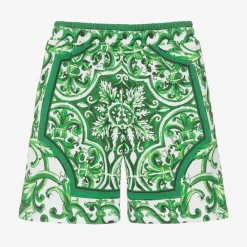 Dolce amp; Gabbana Shorts*Boys Green Majolica Cotton Shorts