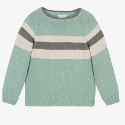 Tutto Piccolo Tops*Boys Green Stripe Knitted Sweater