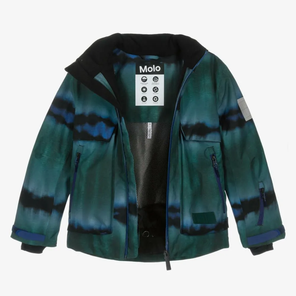 Molo Snowwear*Boys Green Tie-Dye Ski Jacket