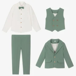 Andreeatex Suits|Suits*Boys Green Twill Suit
