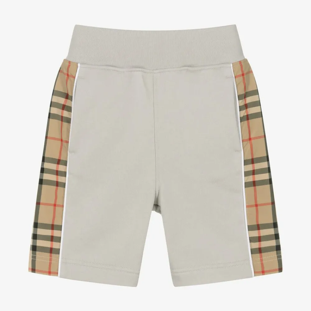 Burberry Shorts*Boys Grey & Beige Vintage Check Shorts