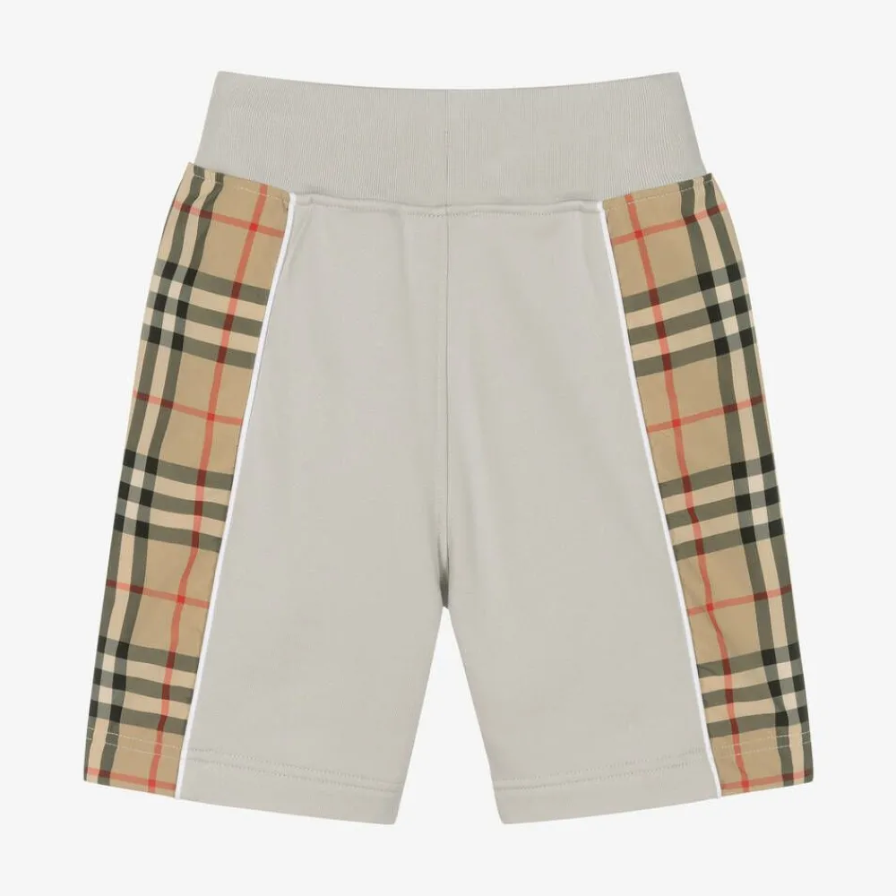 Burberry Shorts*Boys Grey & Beige Vintage Check Shorts