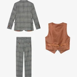 Romano Suits*Boys Grey & Blue Check Suit