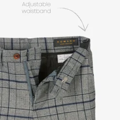 Romano Suits*Boys Grey & Blue Check Suit