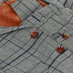 Romano Suits*Boys Grey & Blue Check Suit