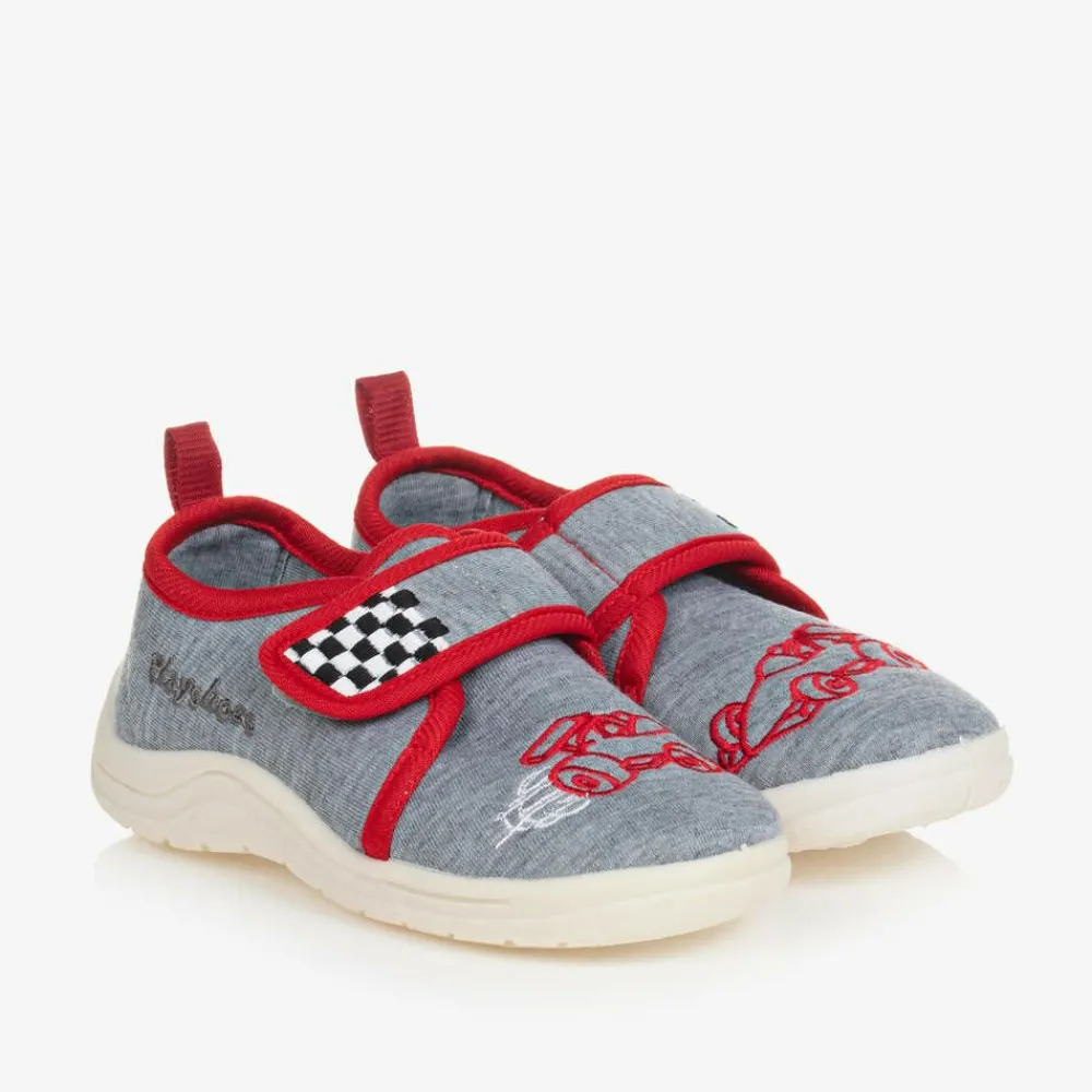 Playshoes Slippers|Slippers*Boys Grey & Red Car Slippers
