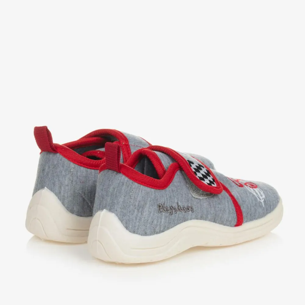 Playshoes Slippers|Slippers*Boys Grey & Red Car Slippers