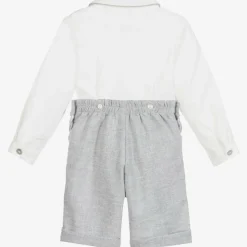 Ancar Outfit Sets|Outfit Sets*Boys Grey & White Cotton Buster Suit