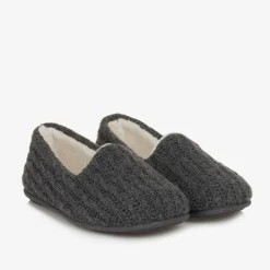 Pisamonas Slippers|Slippers*Boys Grey Cable Knit Slippers