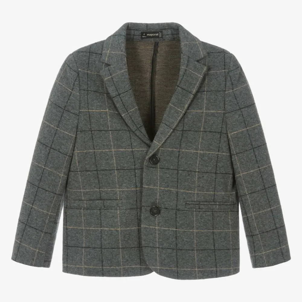 Mayoral Coats & Jackets*Boys Grey Check Blazer