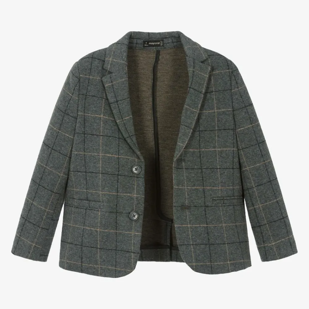 Mayoral Coats & Jackets*Boys Grey Check Blazer
