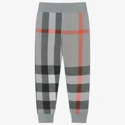 Burberry Trousers*Boys Grey Checked Wool Joggers