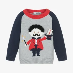 Dr. Kid Tops*Boys Grey Cotton & Wool Circus Sweater