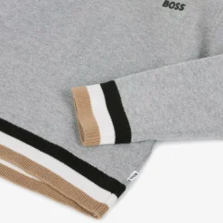 BOSS Tops*Boys Grey Cotton & Wool Knit Jumper