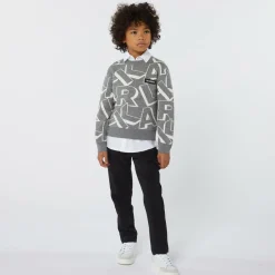 KARL LAGERFELD KIDS Tops*Boys Grey Cotton & Wool Knit Sweater