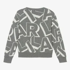 KARL LAGERFELD KIDS Tops*Boys Grey Cotton & Wool Knit Sweater