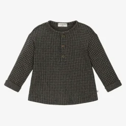 1 + in the family Tops*Boys Grey Cotton Houndstooth Top