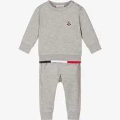 Moncler Enfant Tracksuits|Tracksuits*Boys Grey Cotton Logo Tracksuit