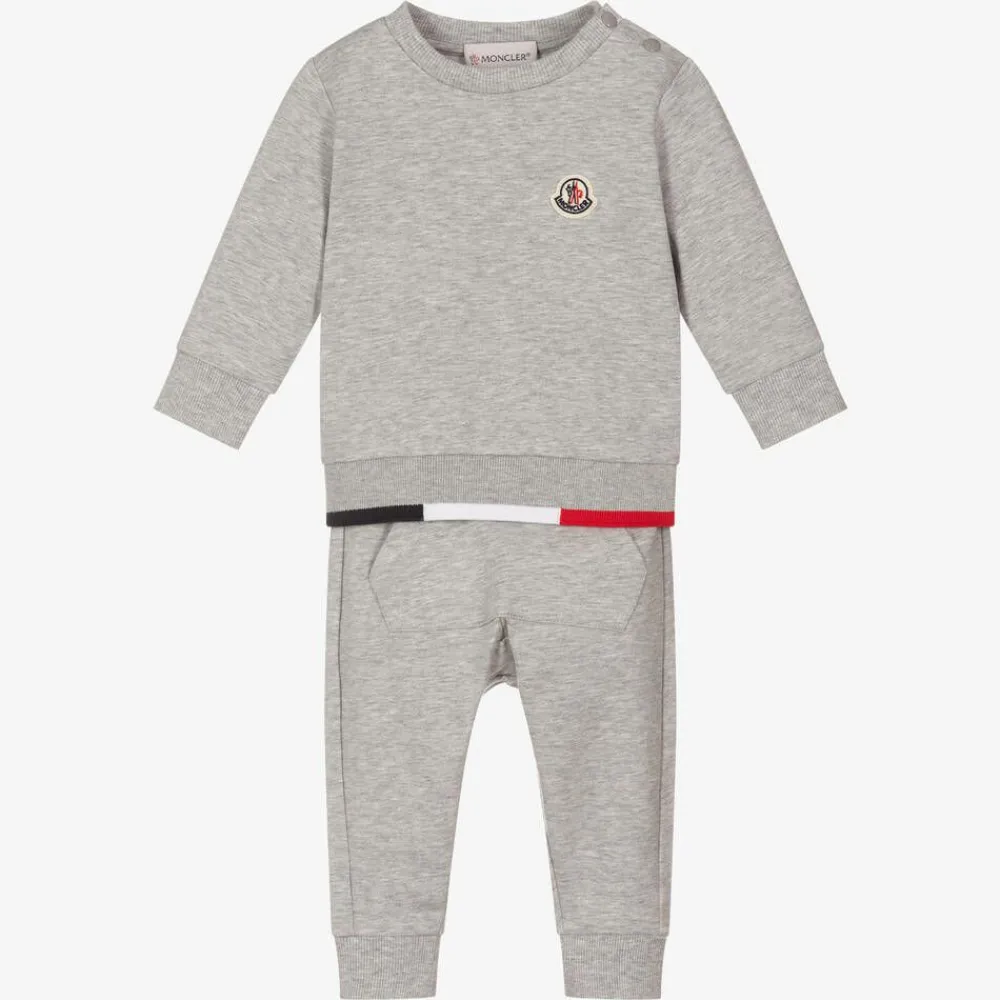 Moncler Enfant Tracksuits|Tracksuits*Boys Grey Cotton Logo Tracksuit