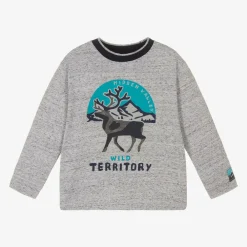 Boboli Tops*Boys Grey Cotton Moose Top