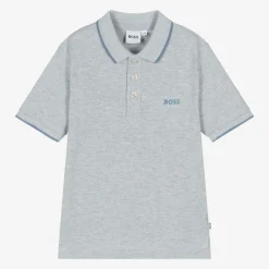 BOSS Tops*Boys Grey Cotton Polo Shirt
