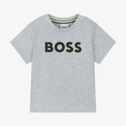 BOSS Tops*Boys Grey Cotton T-Shirt