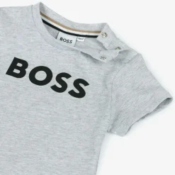 BOSS Tops*Boys Grey Cotton T-Shirt