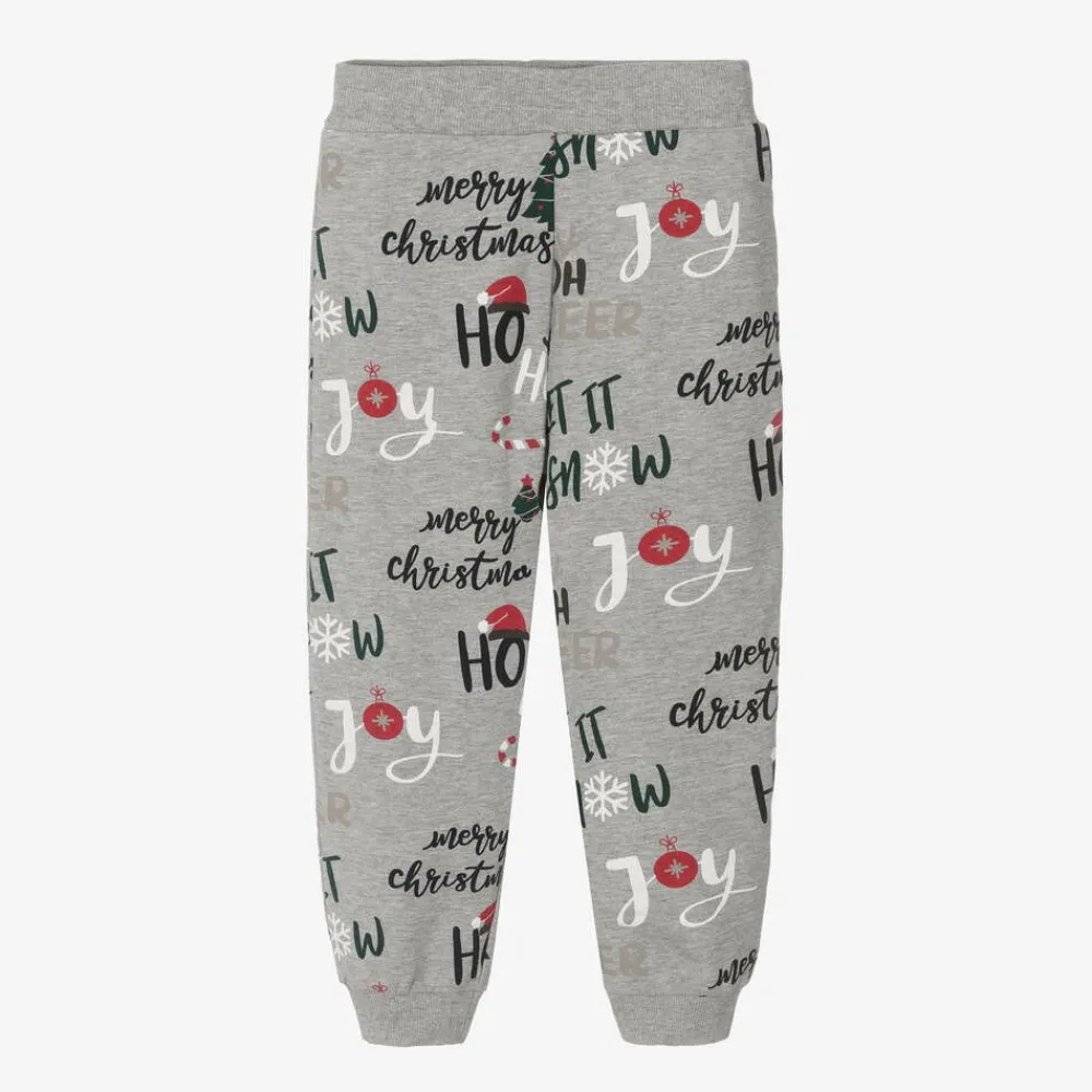 NAME IT Trousers*Boys Grey Festive Cotton Joggers