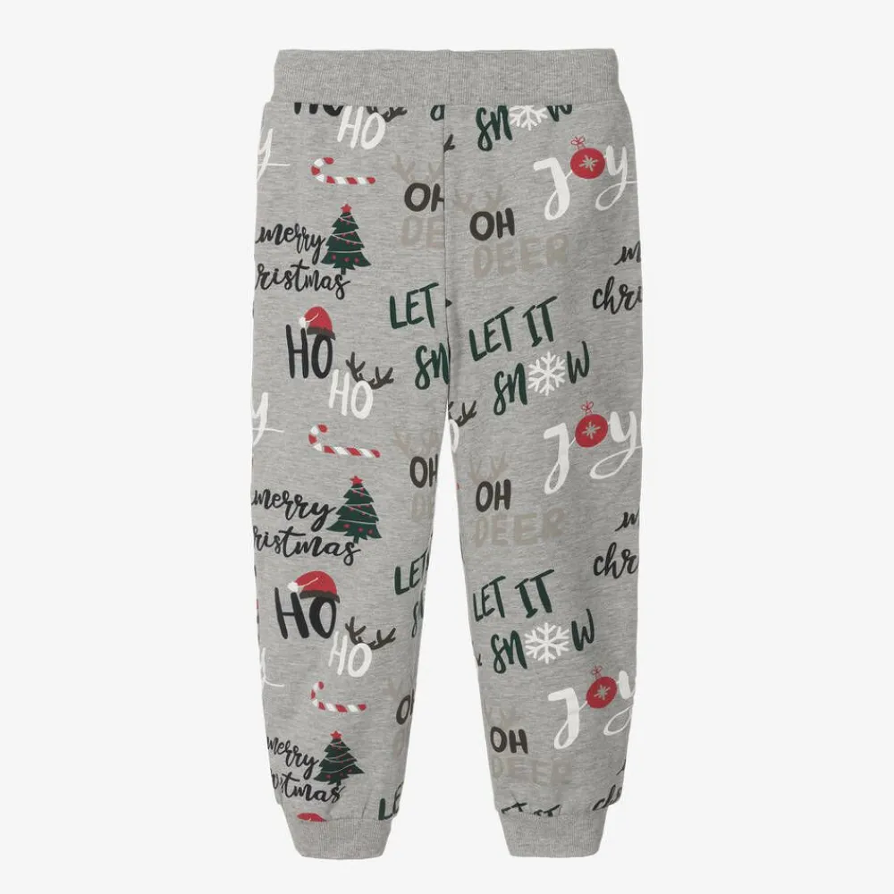 NAME IT Trousers*Boys Grey Festive Cotton Joggers