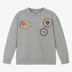 KENZO KIDS Tops*Boys Grey Marl Cotton Sweatshirt