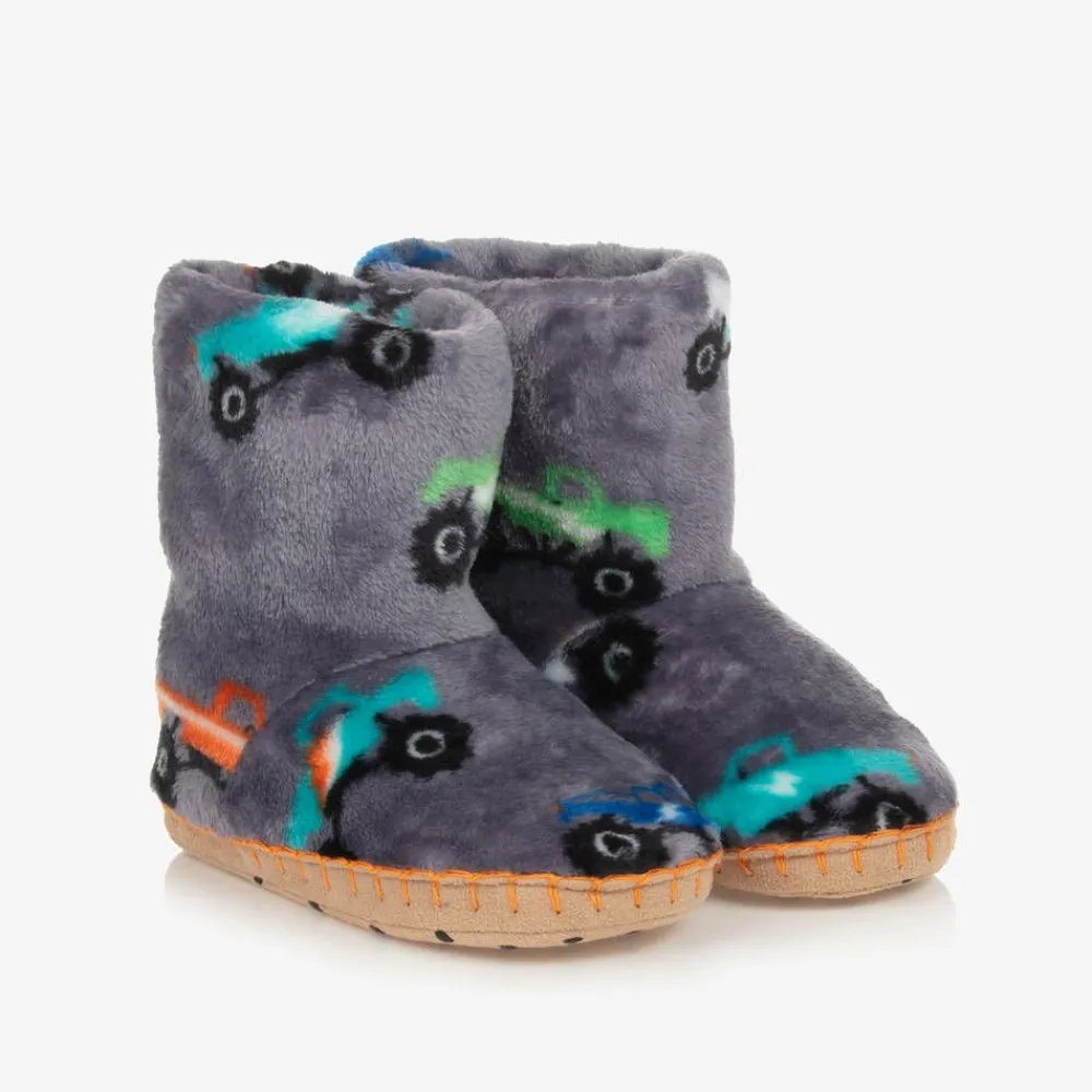 Hatley Slippers|Slippers*Boys Grey Monster Truck Slippers