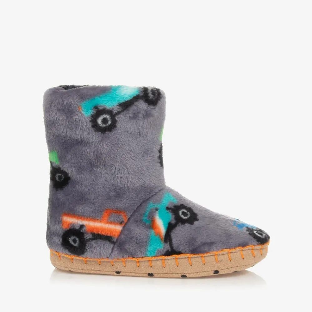 Hatley Slippers|Slippers*Boys Grey Monster Truck Slippers