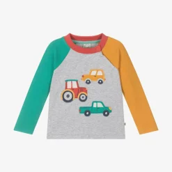 Frugi Tops*Boys Grey Organic Cotton Tractor Top