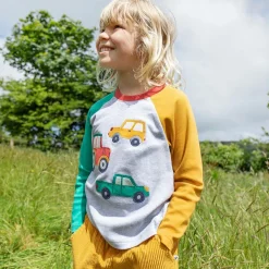 Frugi Tops*Boys Grey Organic Cotton Tractor Top