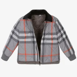 Burberry Coats & Jackets*Boys Grey Oversized Check Quilted Jacket