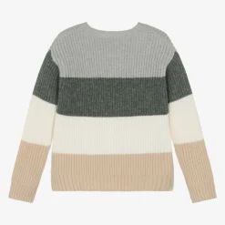 Il Gufo Tops*Boys Grey Striped Wool Sweater