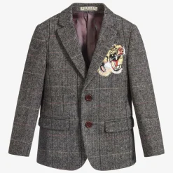 Romano Coats & Jackets*Boys Grey Tweed Tiger Blazer