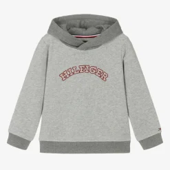 Tommy Hilfiger Tops*Boys Grey Varsity Logo Cotton Hoodie