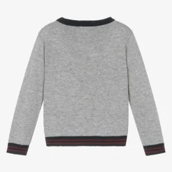 Patachou Tops*Boys Grey Wool & Cashmere Teddy Sweater