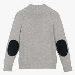 Il Gufo Tops*Boys Grey Wool Zip-Up Cardigan