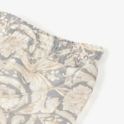 Versace Shorts*Boys Ivory & Grey Silk Barocco Shorts