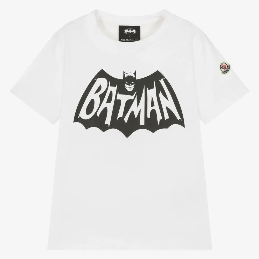 Moncler Enfant Tops*Boys Ivory Cotton Batman Print T-Shirt