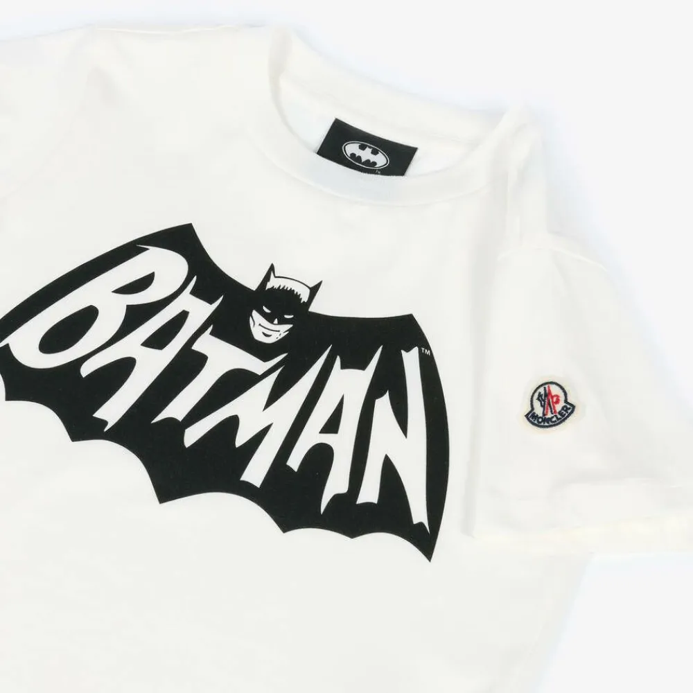 Moncler Enfant Tops*Boys Ivory Cotton Batman Print T-Shirt