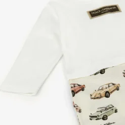 Dolce amp; Gabbana Gifts|Babysuits*Boys Ivory Cotton Cars Babysuit Gift Set