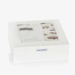 Dolce amp; Gabbana Gifts|Babysuits*Boys Ivory Cotton Cars Babysuit Gift Set