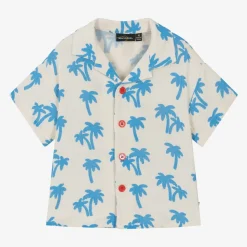 Rock Your Baby Tops*Boys Ivory Cotton Palm Tree Shirt