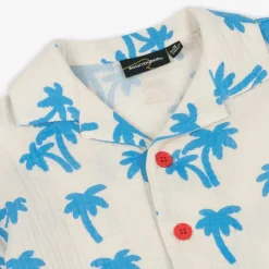 Rock Your Baby Tops*Boys Ivory Cotton Palm Tree Shirt