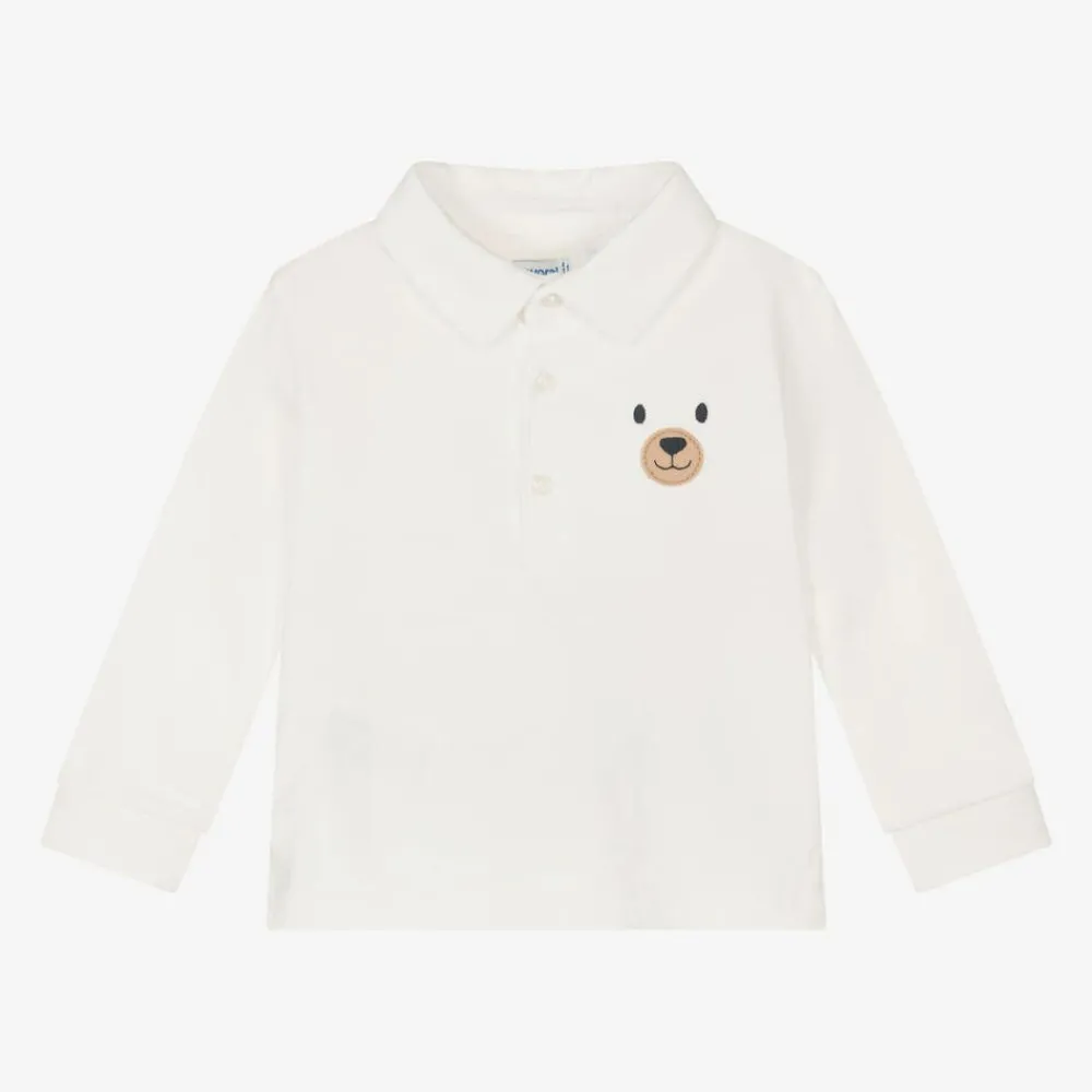 Mayoral Tops*Boys Ivory Cotton Polo Shirt
