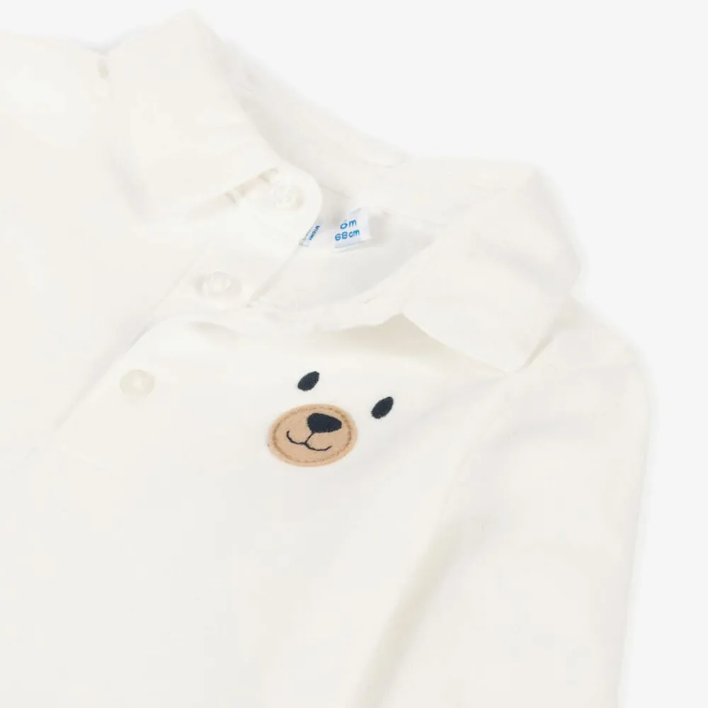 Mayoral Tops*Boys Ivory Cotton Polo Shirt