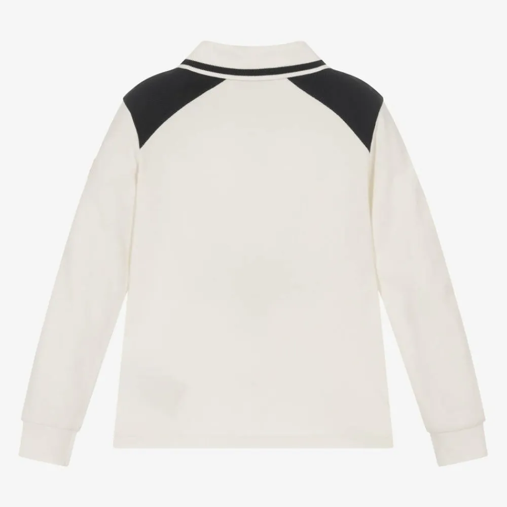 Moncler Enfant Tops*Boys Ivory Cotton Polo Shirt